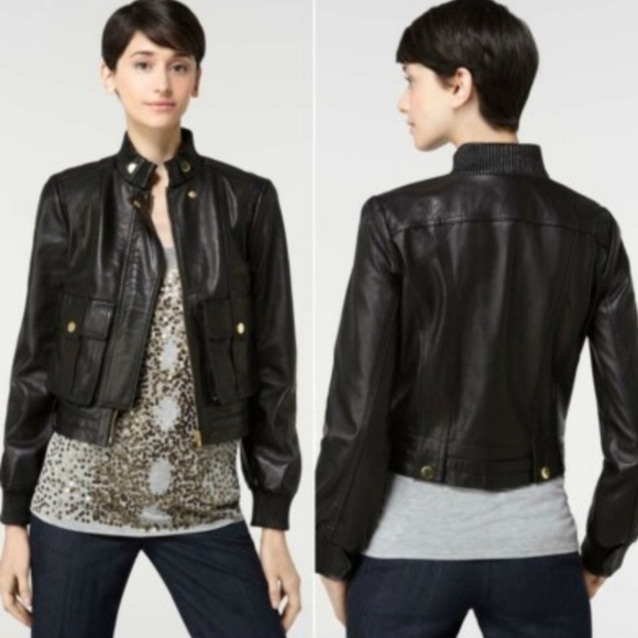 TORY BURCH RICHARD LEATHER BOMBER JACKET - Picture 2 of 9